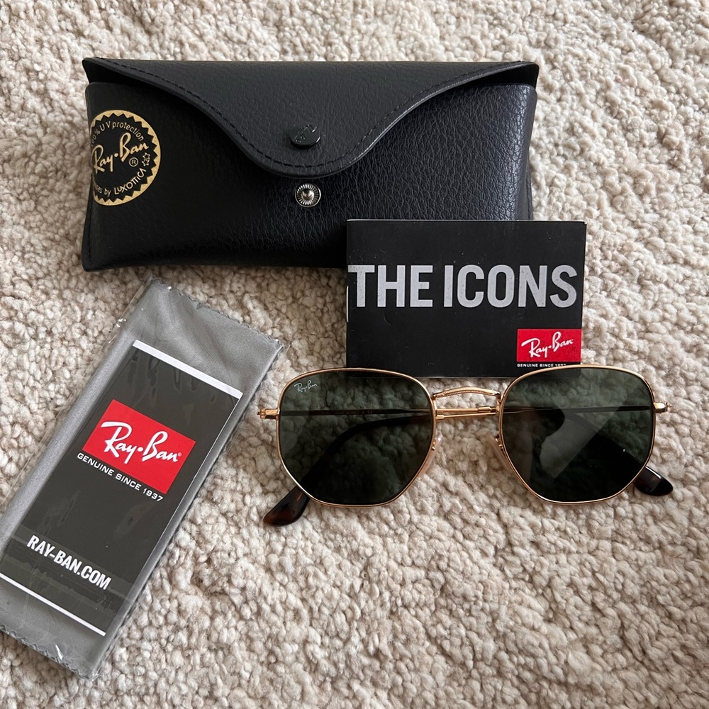 Ray-Ban Gold Frame Sunglasses with Dark Lenses